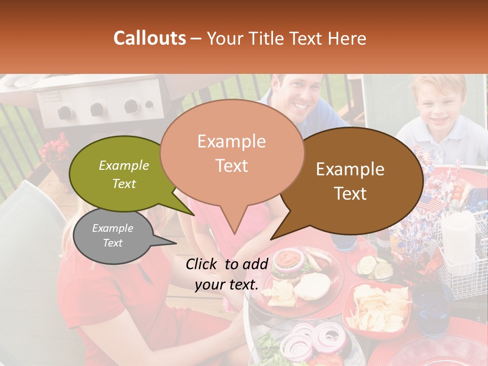 A Group Of People Sitting Around A Table With Food PowerPoint Template