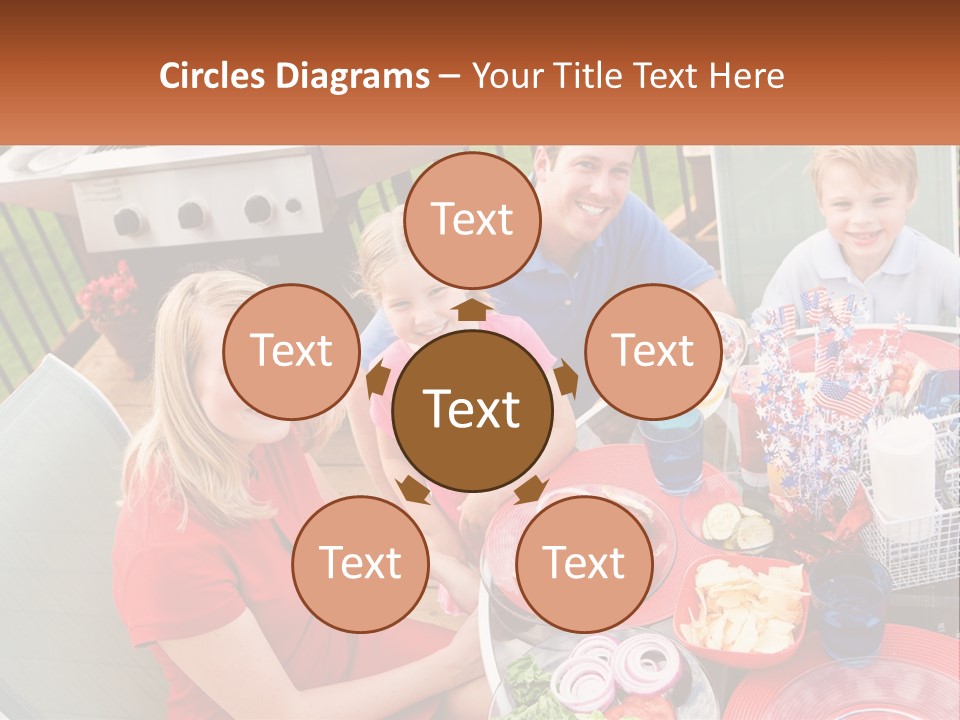 A Group Of People Sitting Around A Table With Food PowerPoint Template