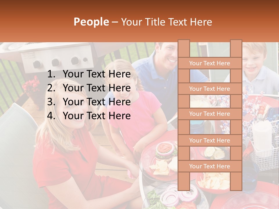 A Group Of People Sitting Around A Table With Food PowerPoint Template