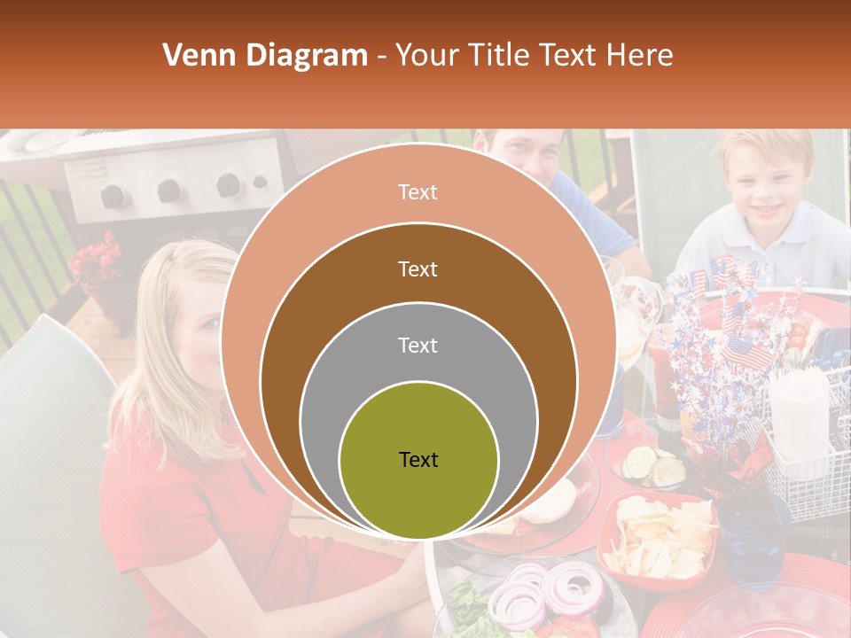 A Group Of People Sitting Around A Table With Food PowerPoint Template