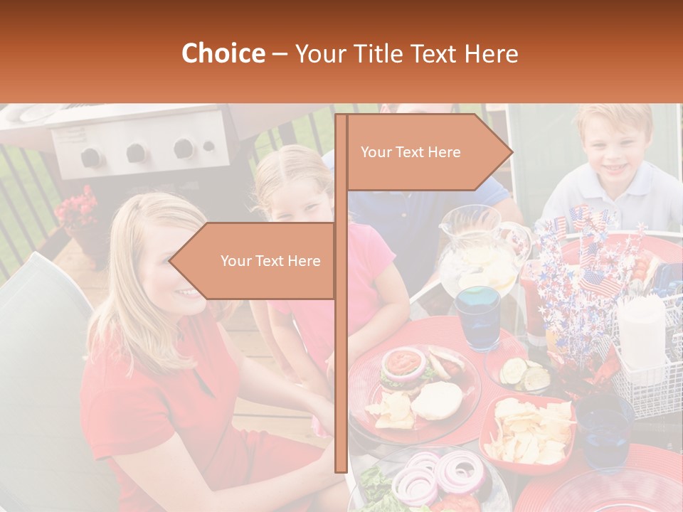 A Group Of People Sitting Around A Table With Food PowerPoint Template