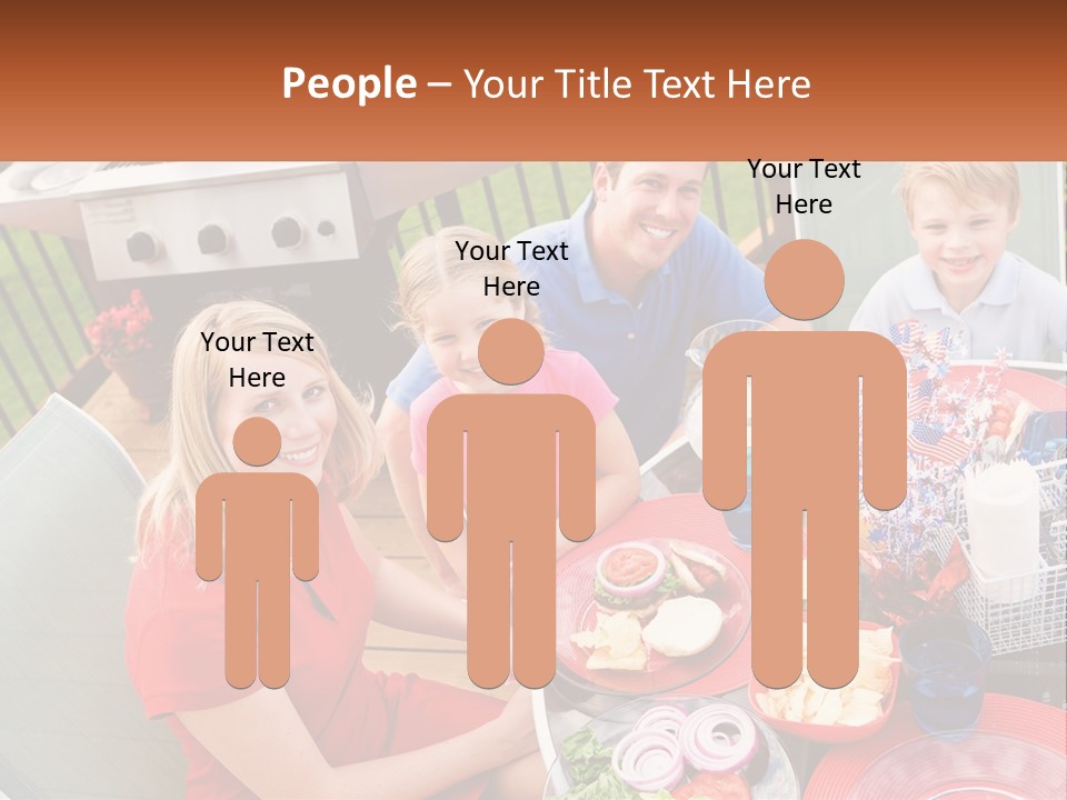 A Group Of People Sitting Around A Table With Food PowerPoint Template