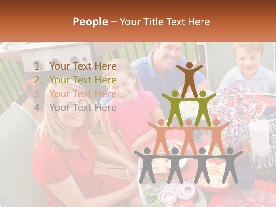 A Group Of People Sitting Around A Table With Food PowerPoint Template
