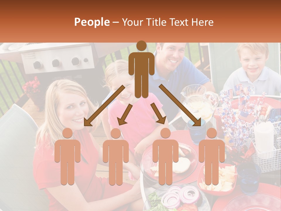 A Group Of People Sitting Around A Table With Food PowerPoint Template