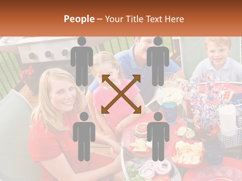 A Group Of People Sitting Around A Table With Food PowerPoint Template