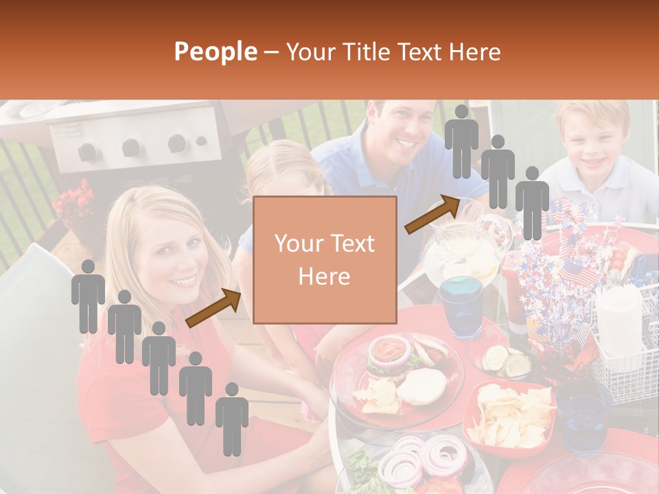 A Group Of People Sitting Around A Table With Food PowerPoint Template