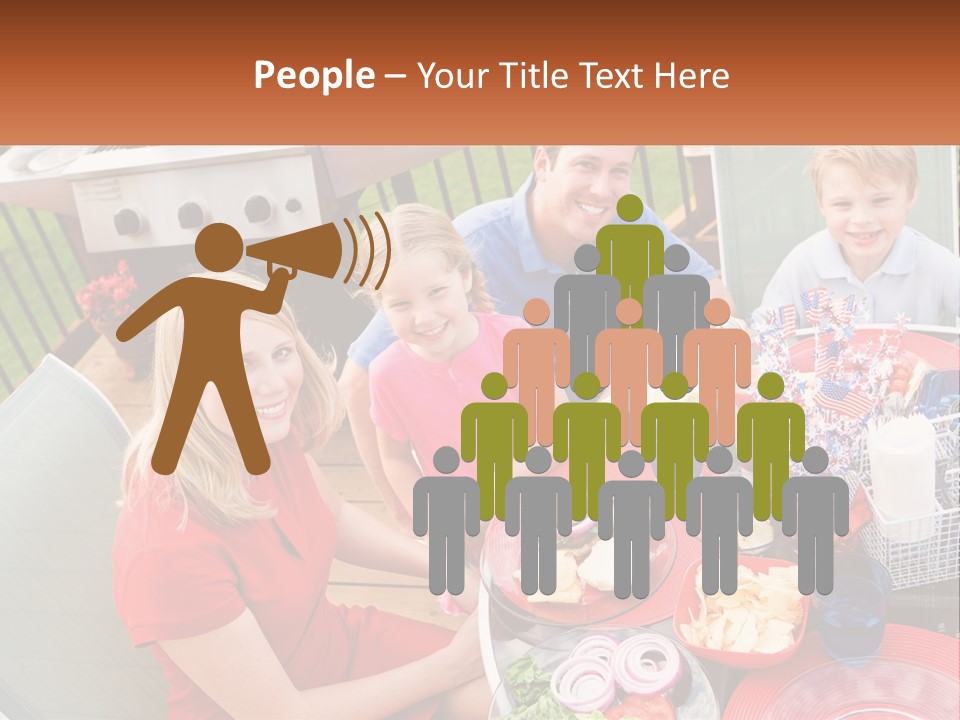 A Group Of People Sitting Around A Table With Food PowerPoint Template