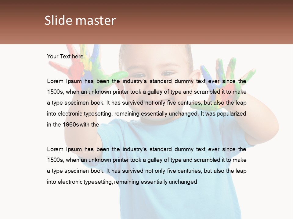 A Young Boy Is Holding His Hands Up To The Camera PowerPoint Template