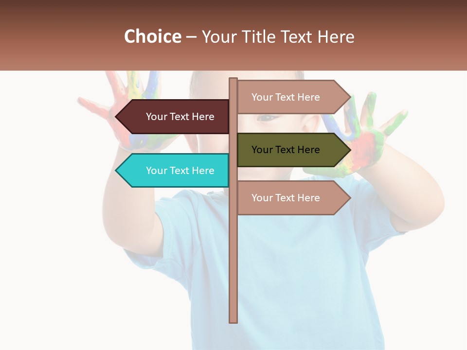 A Young Boy Is Holding His Hands Up To The Camera PowerPoint Template