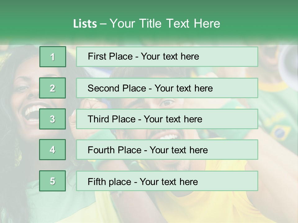 A Group Of Soccer Fans With A Megaphone In Front Of Them PowerPoint Template