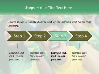 A Group Of Soccer Fans With A Megaphone In Front Of Them PowerPoint Template