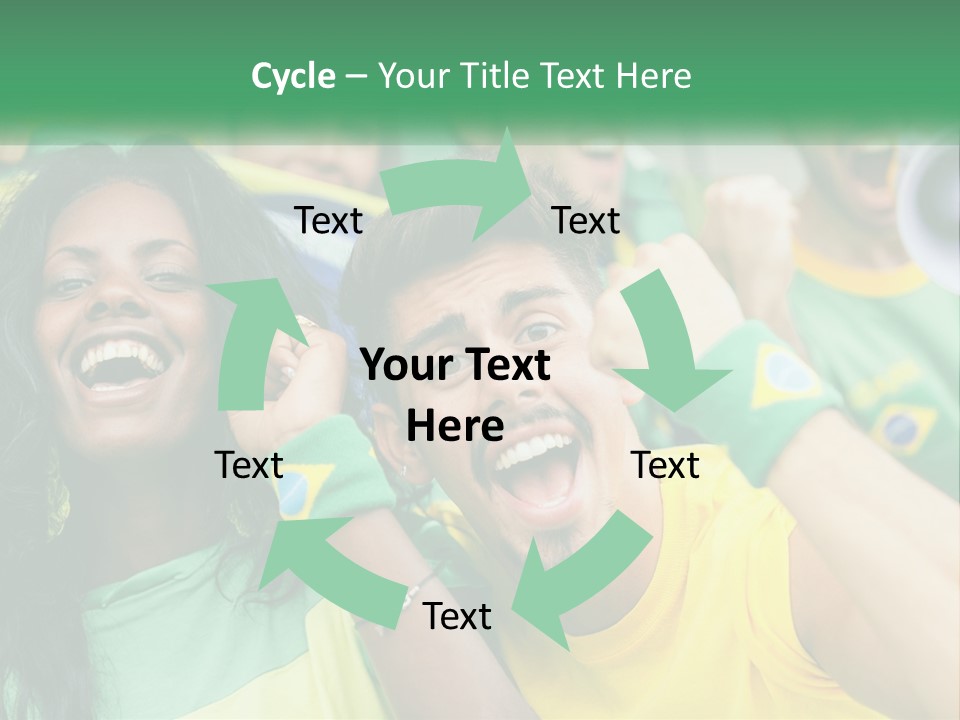 A Group Of Soccer Fans With A Megaphone In Front Of Them PowerPoint Template