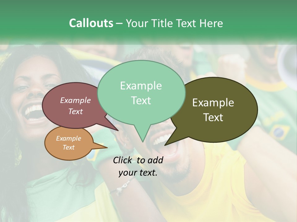 A Group Of Soccer Fans With A Megaphone In Front Of Them PowerPoint Template