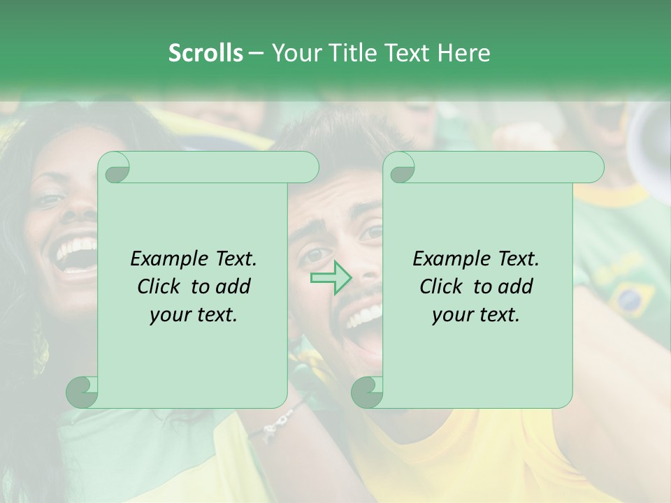 A Group Of Soccer Fans With A Megaphone In Front Of Them PowerPoint Template