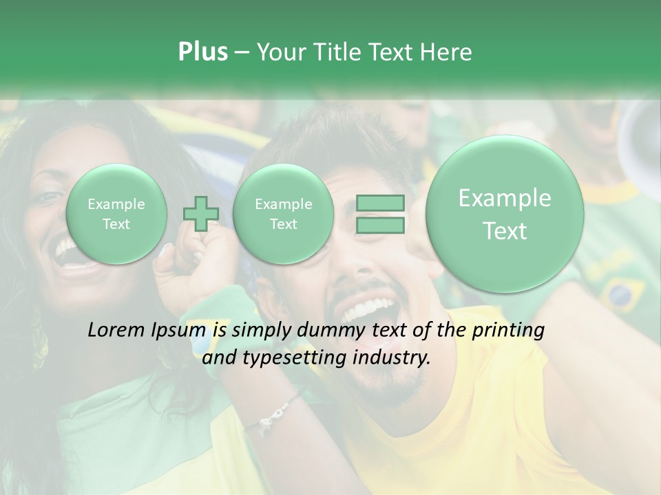 A Group Of Soccer Fans With A Megaphone In Front Of Them PowerPoint Template