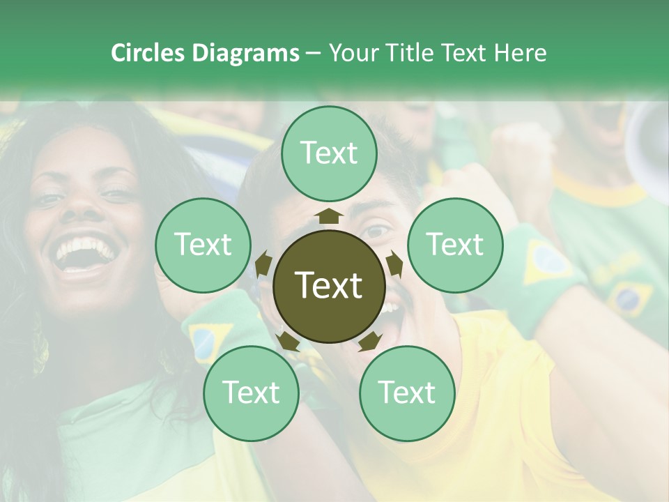 A Group Of Soccer Fans With A Megaphone In Front Of Them PowerPoint Template