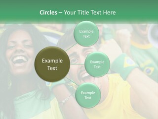 A Group Of Soccer Fans With A Megaphone In Front Of Them PowerPoint Template