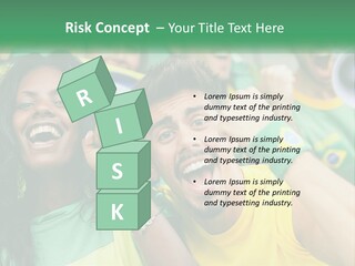 A Group Of Soccer Fans With A Megaphone In Front Of Them PowerPoint Template