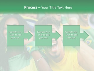 A Group Of Soccer Fans With A Megaphone In Front Of Them PowerPoint Template