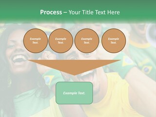 A Group Of Soccer Fans With A Megaphone In Front Of Them PowerPoint Template