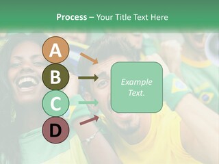 A Group Of Soccer Fans With A Megaphone In Front Of Them PowerPoint Template