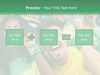 A Group Of Soccer Fans With A Megaphone In Front Of Them PowerPoint Template