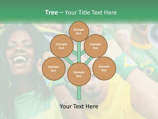 A Group Of Soccer Fans With A Megaphone In Front Of Them PowerPoint Template