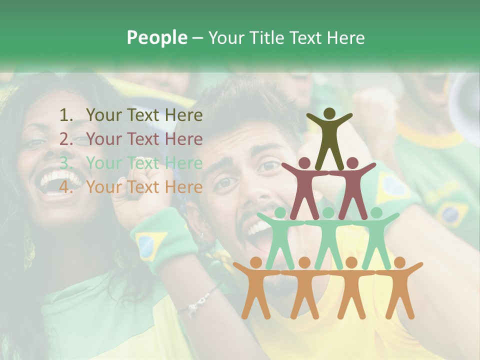 A Group Of Soccer Fans With A Megaphone In Front Of Them PowerPoint Template