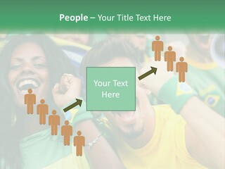 A Group Of Soccer Fans With A Megaphone In Front Of Them PowerPoint Template