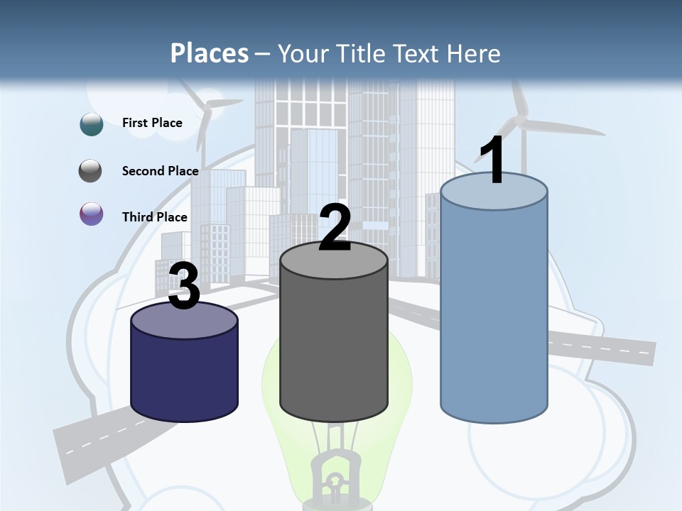 A Light Bulb On Top Of A Cloud With A City In The Background PowerPoint Template