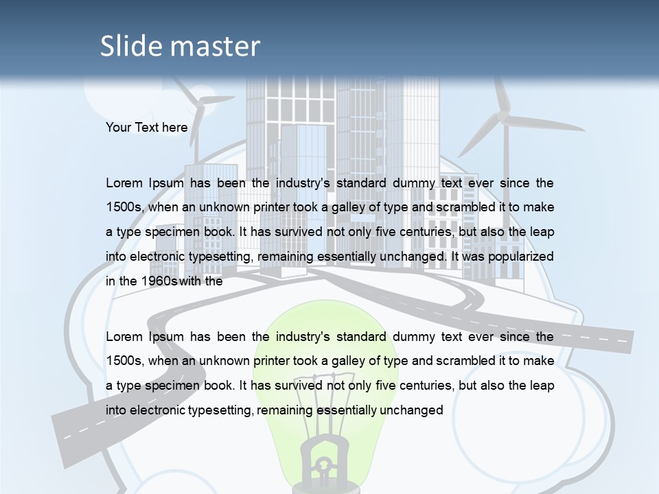 A Light Bulb On Top Of A Cloud With A City In The Background PowerPoint Template