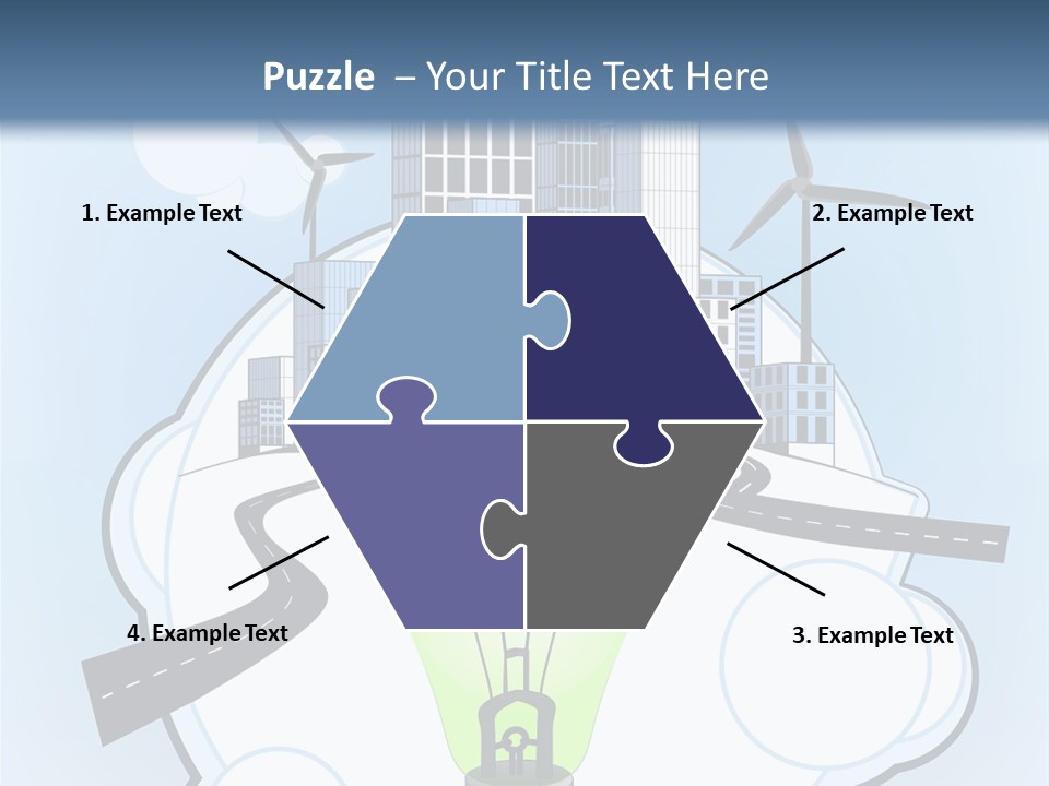 A Light Bulb On Top Of A Cloud With A City In The Background PowerPoint Template