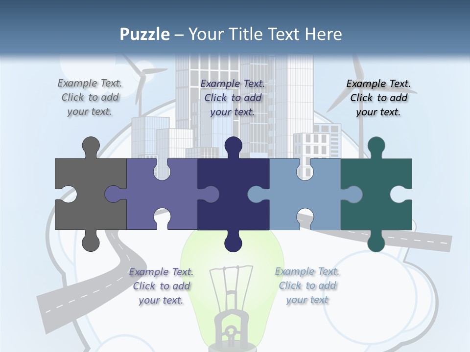 A Light Bulb On Top Of A Cloud With A City In The Background PowerPoint Template