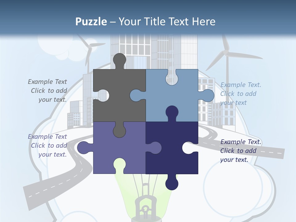 A Light Bulb On Top Of A Cloud With A City In The Background PowerPoint Template