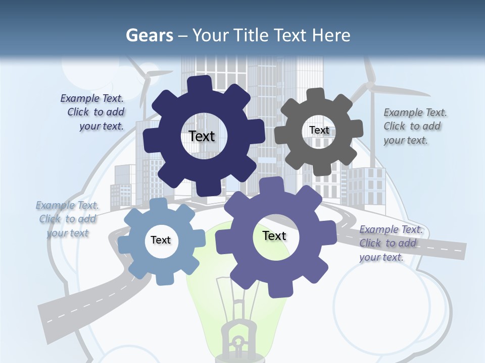 A Light Bulb On Top Of A Cloud With A City In The Background PowerPoint Template