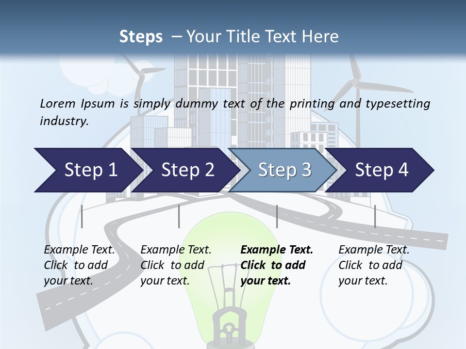 A Light Bulb On Top Of A Cloud With A City In The Background PowerPoint Template