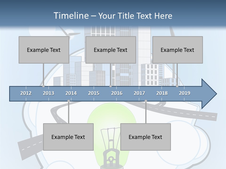 A Light Bulb On Top Of A Cloud With A City In The Background PowerPoint Template