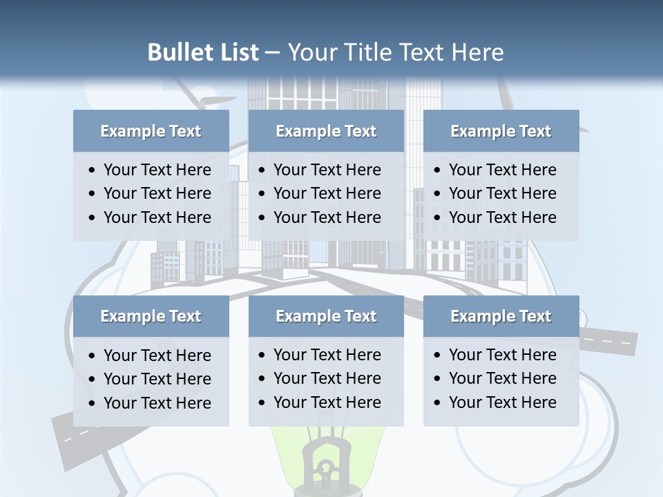 A Light Bulb On Top Of A Cloud With A City In The Background PowerPoint Template