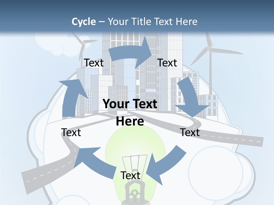 A Light Bulb On Top Of A Cloud With A City In The Background PowerPoint Template