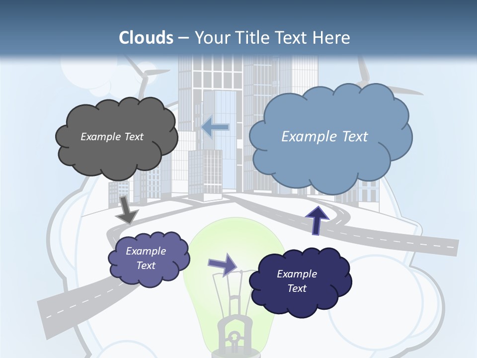 A Light Bulb On Top Of A Cloud With A City In The Background PowerPoint Template