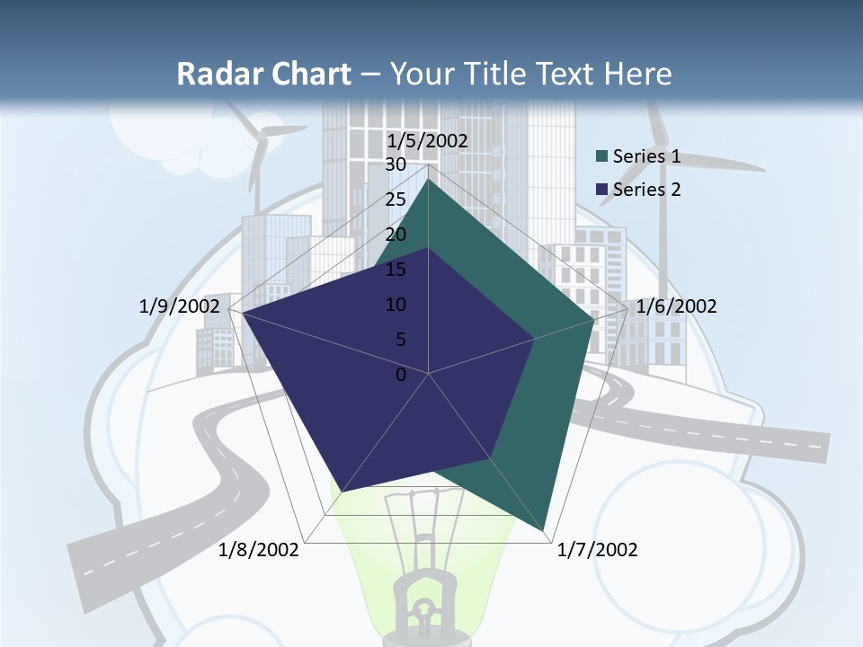 A Light Bulb On Top Of A Cloud With A City In The Background PowerPoint Template