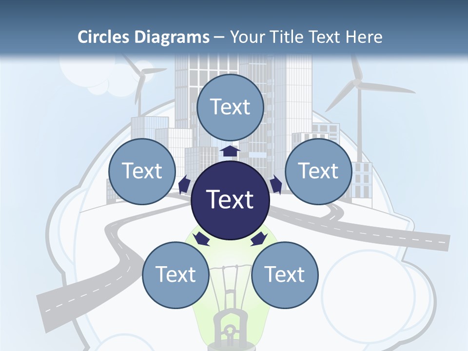 A Light Bulb On Top Of A Cloud With A City In The Background PowerPoint Template