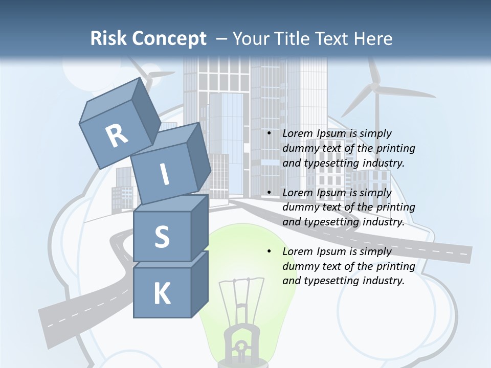 A Light Bulb On Top Of A Cloud With A City In The Background PowerPoint Template