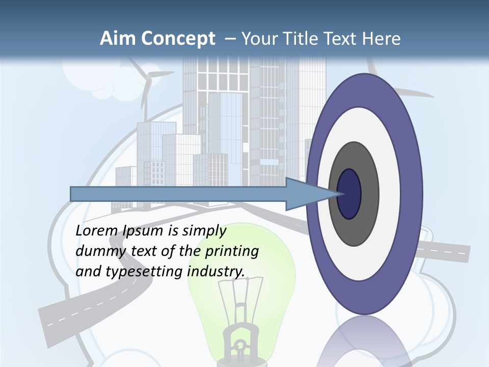 A Light Bulb On Top Of A Cloud With A City In The Background PowerPoint Template