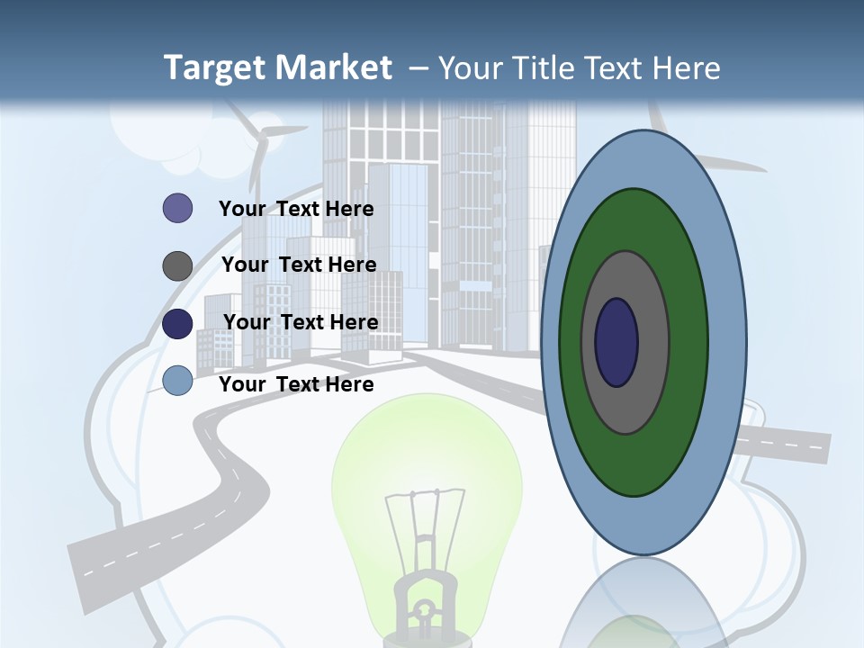 A Light Bulb On Top Of A Cloud With A City In The Background PowerPoint Template