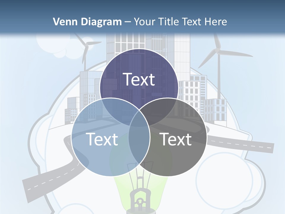 A Light Bulb On Top Of A Cloud With A City In The Background PowerPoint Template