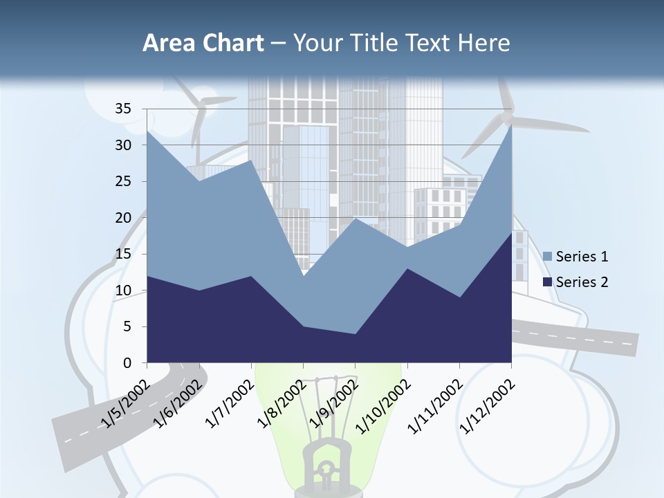 A Light Bulb On Top Of A Cloud With A City In The Background PowerPoint Template