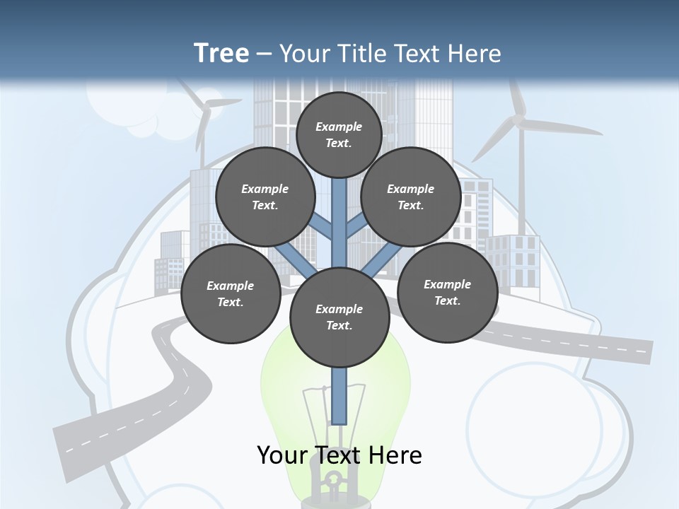 A Light Bulb On Top Of A Cloud With A City In The Background PowerPoint Template