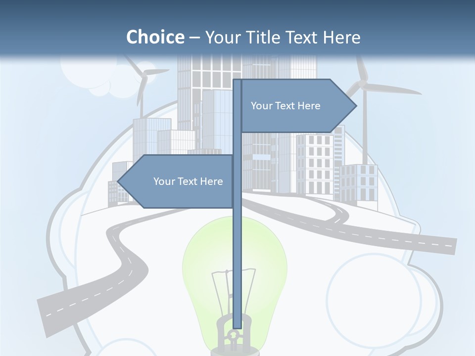 A Light Bulb On Top Of A Cloud With A City In The Background PowerPoint Template