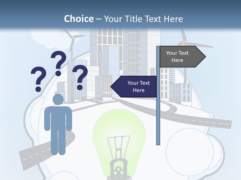 A Light Bulb On Top Of A Cloud With A City In The Background PowerPoint Template